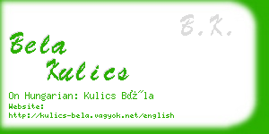 bela kulics business card